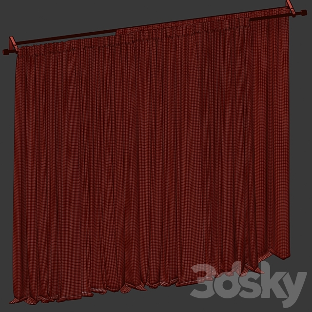 Green curtains with tulle 3DS Max Model - thumbnail 4