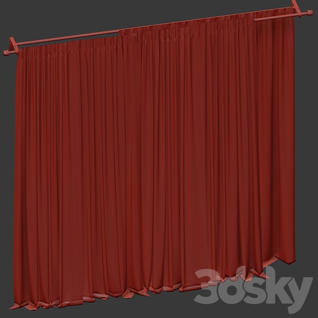 Green curtains with tulle 3DS Max Model - thumbnail 5