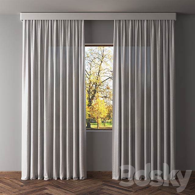 Grey curtains 3DS Max Model - thumbnail 2