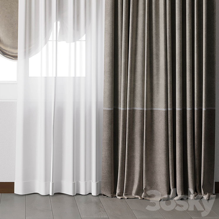 Hadi Curtain With Roman Blind 68 3DS Max Model - thumbnail 2