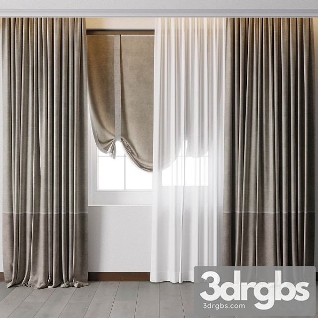 Hadi Curtain With Roman Blind 68 3dsmax Download - thumbnail 1