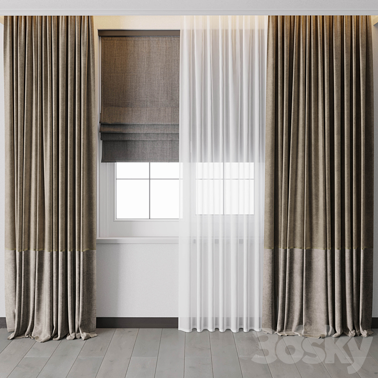 Hadi Curtain With Roman Blinds 56 3DS Max Model - thumbnail 3