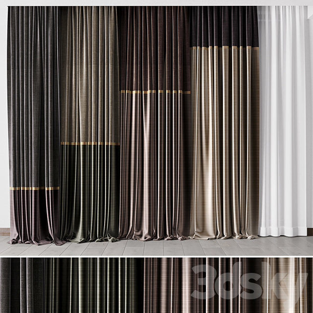 Hadi Curtains 33 Linen and silk velvet curtains 3ds Max - thumbnail 1