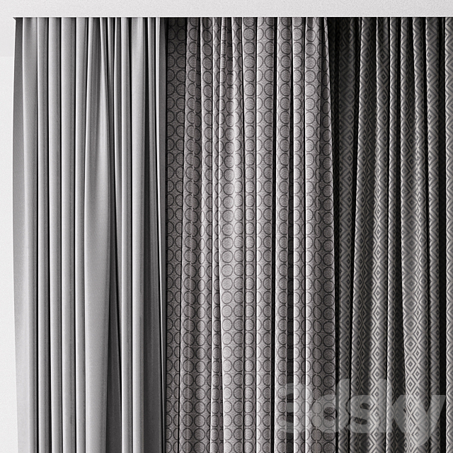 Hadi gray & gold Curtains 34 Soft curtains and linen and silk fabric 3DS Max Model - thumbnail 2