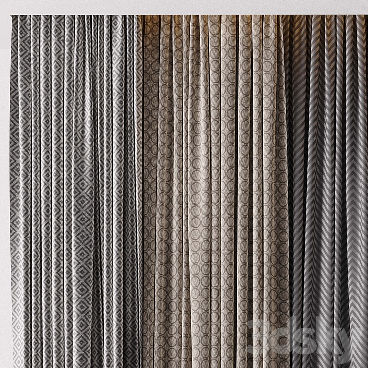 Hadi Gray & Gold Curtains 55 Soft Curtains and Linen Silk Fabric 3DS Max Model - thumbnail 2