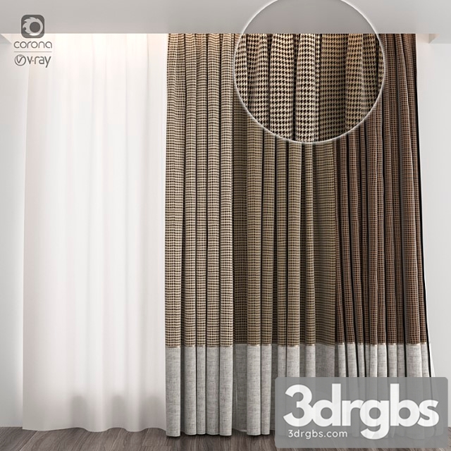 Houndstooth Curtains 3dsmax Download - thumbnail 1