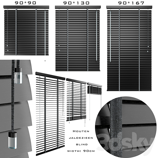 Houten jaloezieen blind 90cm 3dsMax Model - thumbnail 1