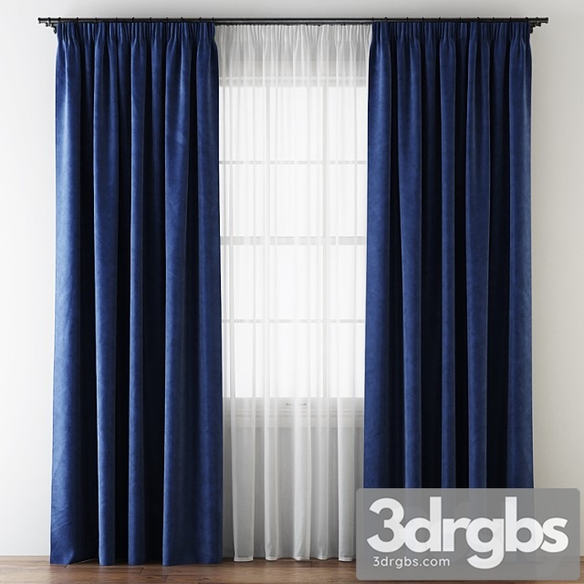 Hovering velvet tape curtains with tulle 3dsmax Download - thumbnail 1