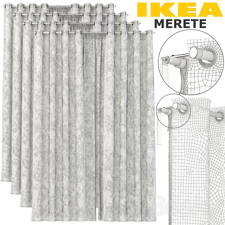 IKEA CURTAINS (MERETE REKKA) 3DS Max - thumbnail 2