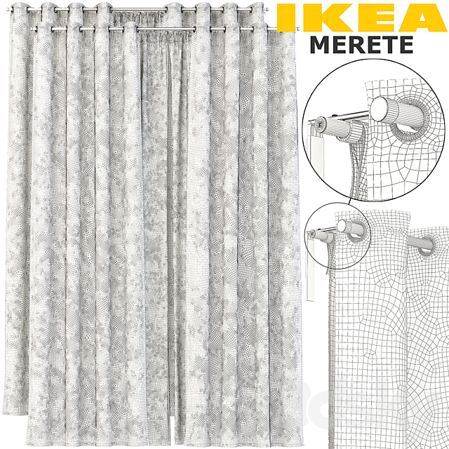 IKEA CURTAINS (MERETE REKKA) 3DS Max Model - thumbnail 2