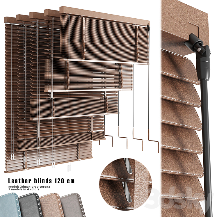 Leather blinds 120 cm 3DS Max Model - thumbnail 1