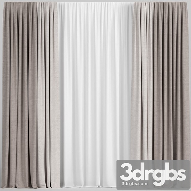 Light Brown Curtains With Tulle 3dsmax Download - thumbnail 1