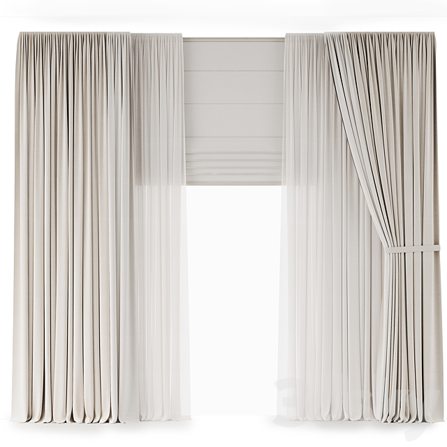 light curtains with tiebacks 3ds Max - thumbnail 1