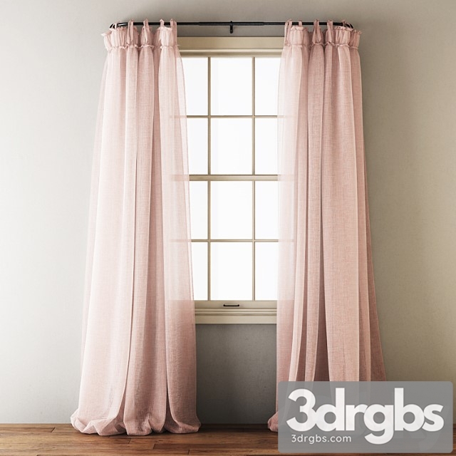 Linen balloon drapery curtains 3dsmax Download - thumbnail 1