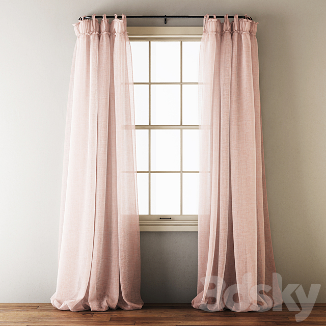 Linen Balloon Drapery Curtains 3DSMax File - thumbnail 1