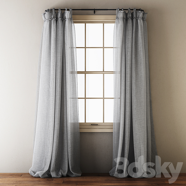 Linen Balloon Drapery Curtains 3DSMax File - thumbnail 3