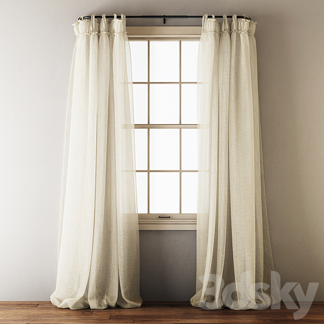 Linen Balloon Drapery Curtains 3DSMax File - thumbnail 4