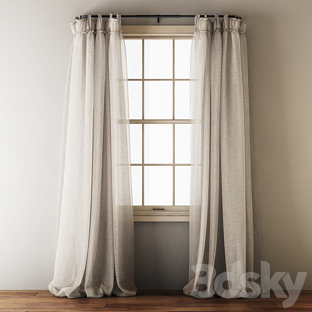 Linen Balloon Drapery Curtains 3DSMax File - thumbnail 5