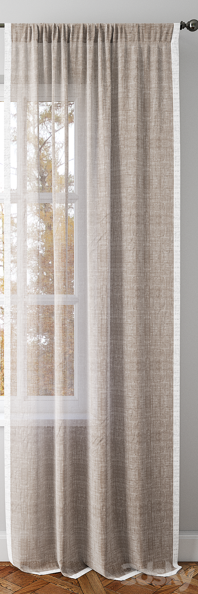 LINEN BORDER SHEER DRAPE-Pottery Barn 3DSMax File - thumbnail 2