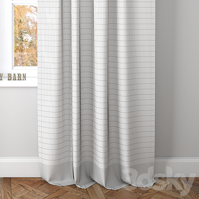 LINEN BORDER SHEER DRAPE-Pottery Barn 3DSMax File - thumbnail 3