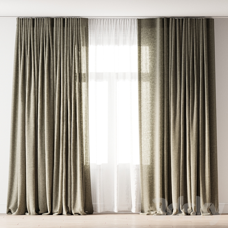 linen curtains 3DS Max Model - thumbnail 1