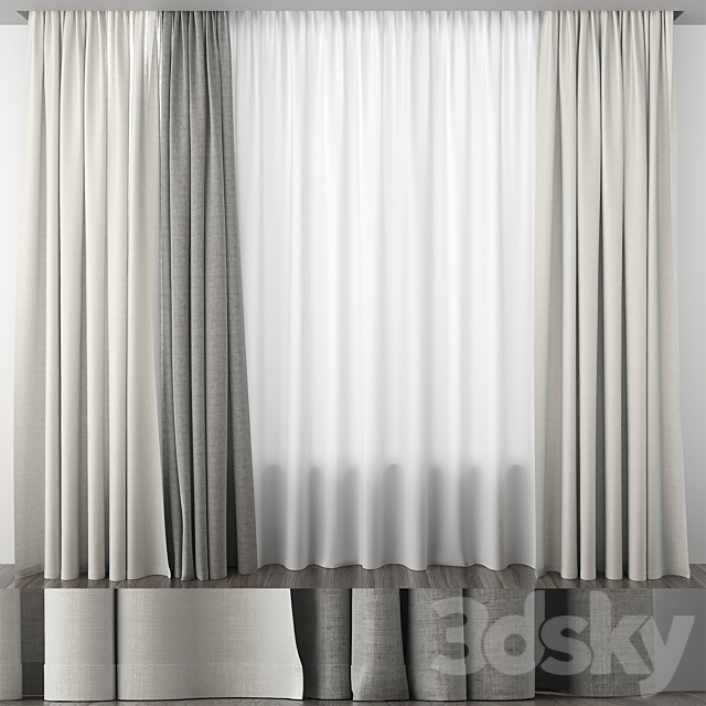 Linen curtains 3ds Max - thumbnail 1