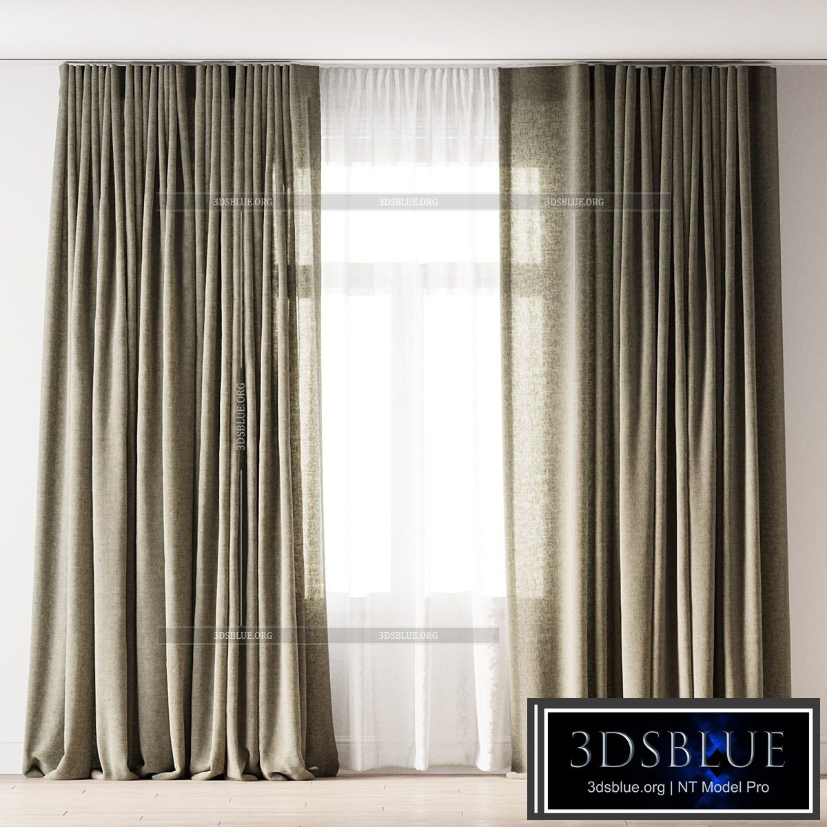 linen curtains 3DS Max - thumbnail 3