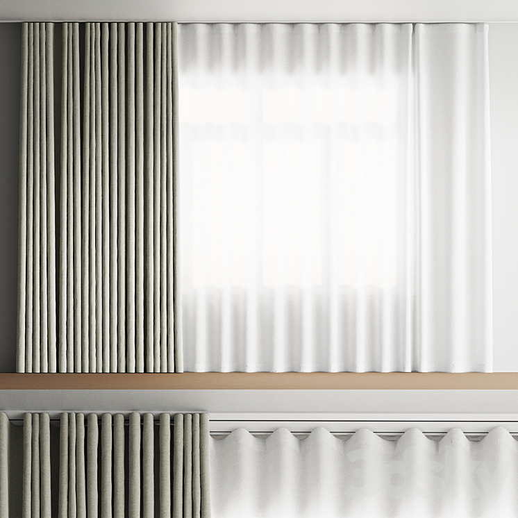 linen curtains 5 3DS Max Model - thumbnail 1