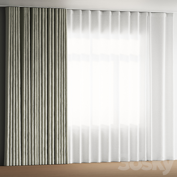 linen curtains 5 3DS Max Model - thumbnail 2