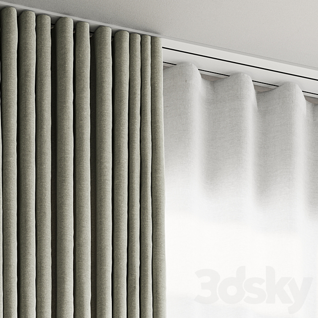 linen curtains 5 3DS Max Model - thumbnail 3