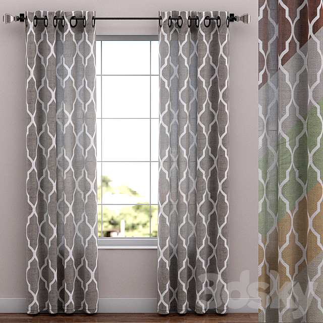 Linen curtains 52 “x 108” 6 colors 3ds Max - thumbnail 1