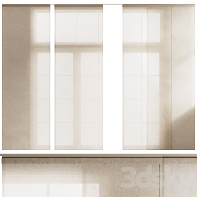 Linen Tulle Panel Blinds 3ds Max - thumbnail 1