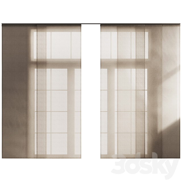 Linen Tulle Panel Blinds 3ds Max - thumbnail 2