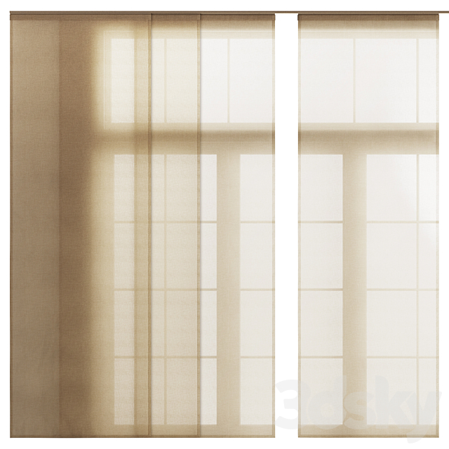 Linen Tulle Panel Blinds 3ds Max - thumbnail 3