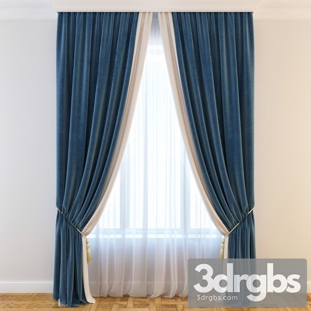 Luxury Curtain Blue 3dsmax Download - thumbnail 1