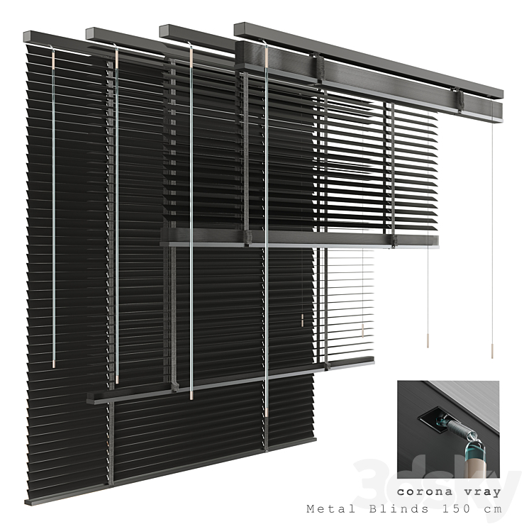 Metal Blinds black 1500 in 35mm 3DS Max - thumbnail 1