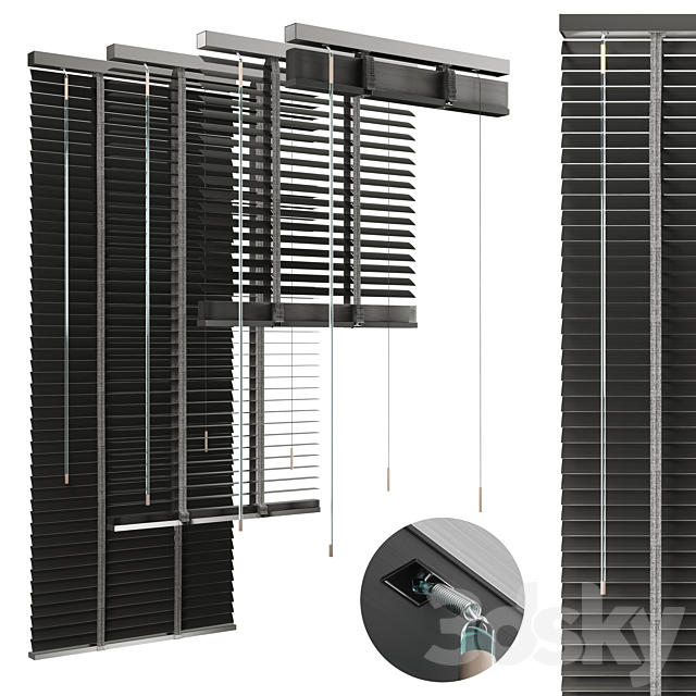 Metal Blinds black 600 in 35mm 3DS Max Model - thumbnail 2