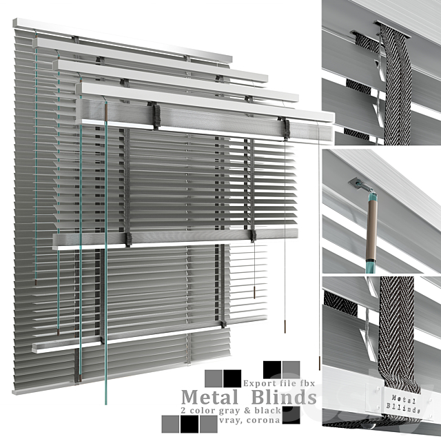 Metal blinds black & gray 3ds Max - thumbnail 1