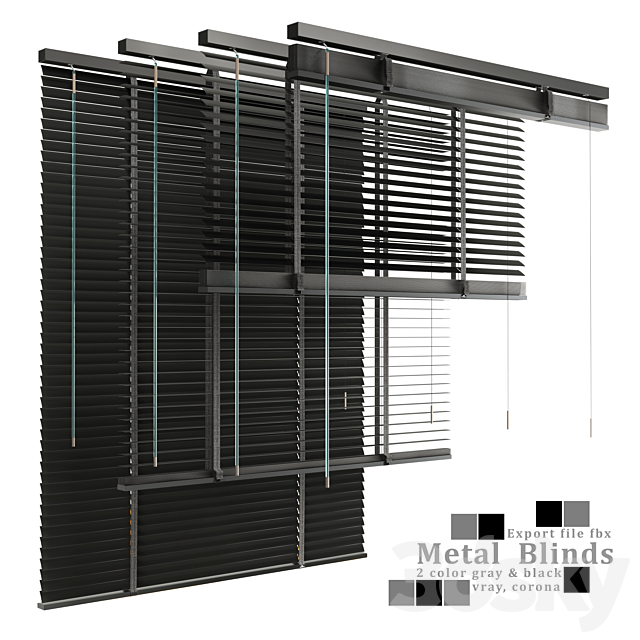 Metal blinds black & gray 3ds Max - thumbnail 2