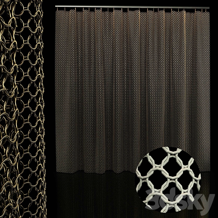 metal chain curtain 3DS Max Model - thumbnail 1