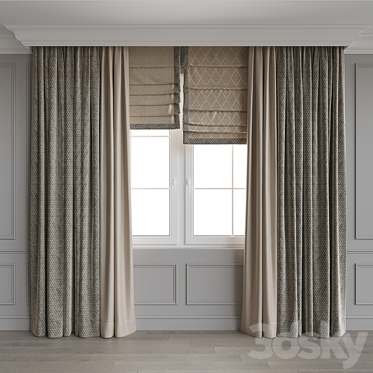 Modern style curtains 11 3DS Max - thumbnail 2