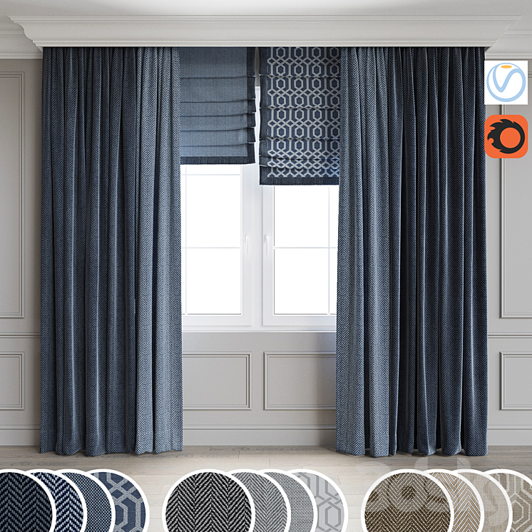 Modern style curtains 7 3DS Max - thumbnail 1