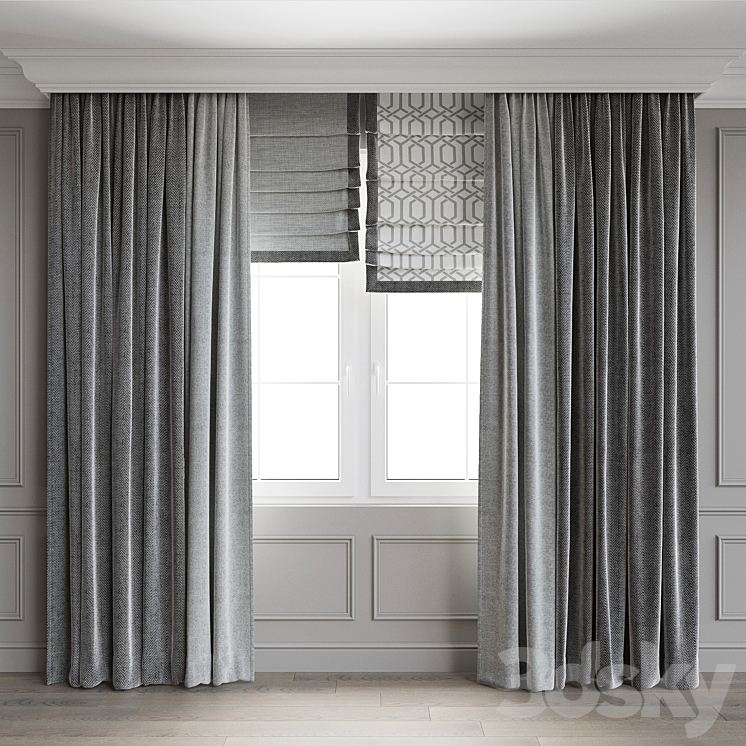 Modern style curtains 7 3DS Max - thumbnail 2