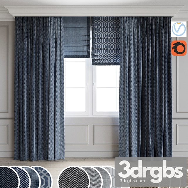 Modern style curtains 7 3dsmax Download - thumbnail 1