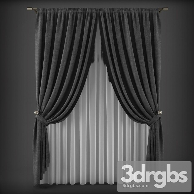 Neoclassic Curtain Black 3dsmax Download - thumbnail 1