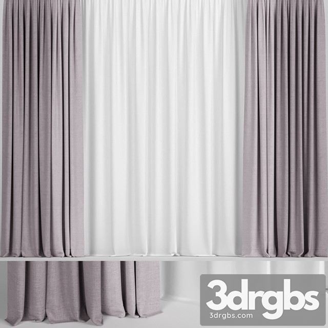 Pink curtains in two colors with tulle. 3dsmax Download - thumbnail 1