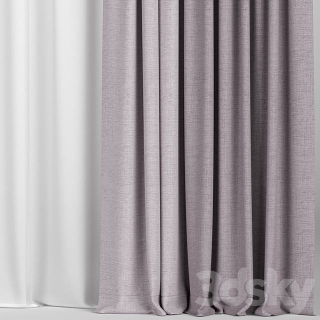 Pink curtains in two colors with tulle. 3DSMax File - thumbnail 3