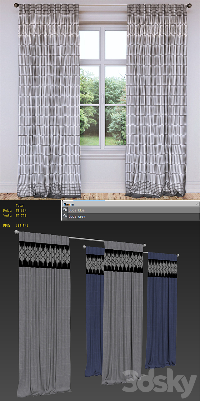 Pottery Barn _ Lucia Embroidered Drape 3DSMax File - thumbnail 3