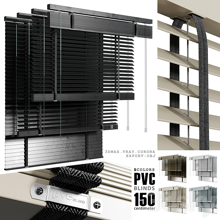 pvc blinds 150 cm num 02 3DS Max Model - thumbnail 1