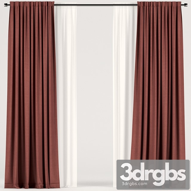 Red curtains. 3dsmax Download - thumbnail 1